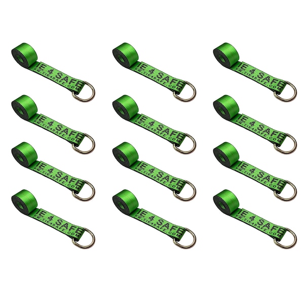 2" x 10' Lasso Strap w/ D Ring Auto Tie Down Wheel Lift Tow Truck Trailer, 12PK